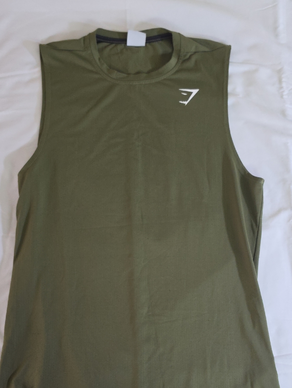Gymshark Olive Tank with White Logo